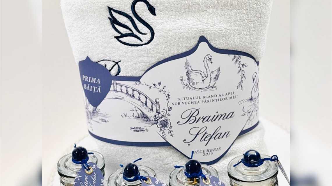 Set Prima Băiță cu nasii dupa botez Swan Lake Ritual Blând al apei pentru Băieți 33